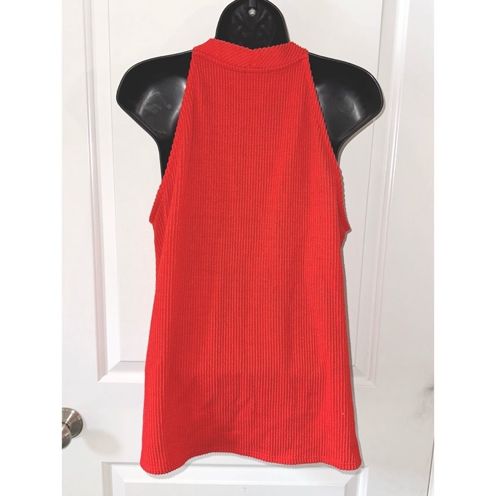 W5 Red Ribbed Halter Neck Top – Size Medium - Picture 4 of 5